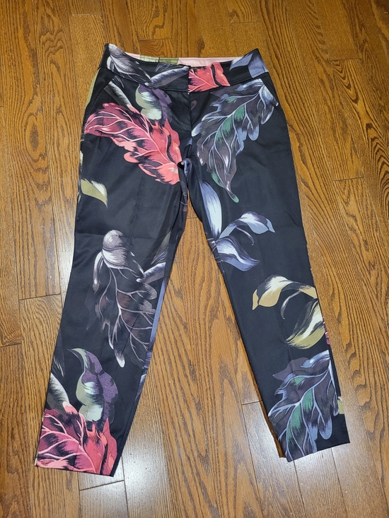 Ted Baker Pants - Ted Baker Black with Pink and Olive Floral trousers